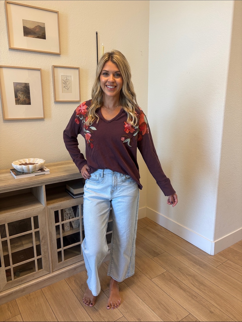 Pre-loved Soft Surroundings  Embroidered V-Neck top